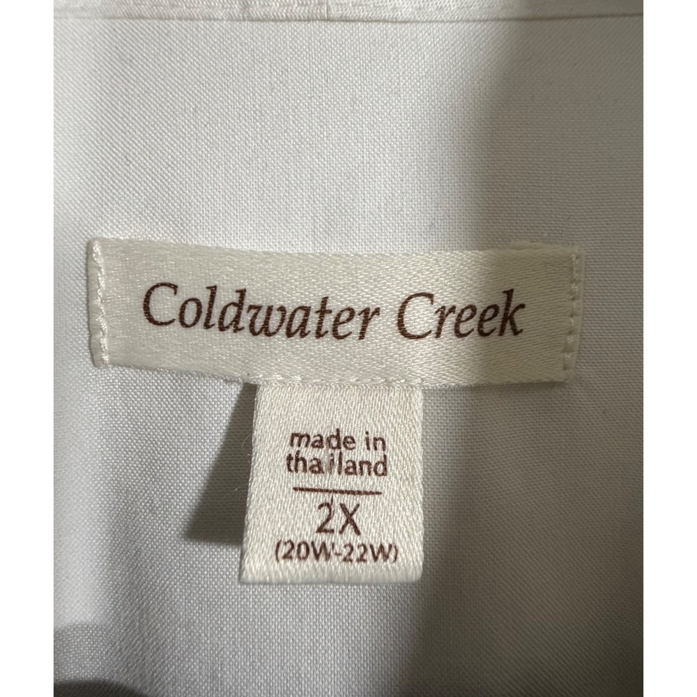 Coldwater Creek Womens Size 2X White Embroidered 100% Cotton Button Down Shirt - Picture 3 of 9